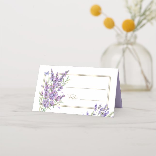 Tarjeta De Asiento Lavender Florals Purple Boda Place Card (Anverso)