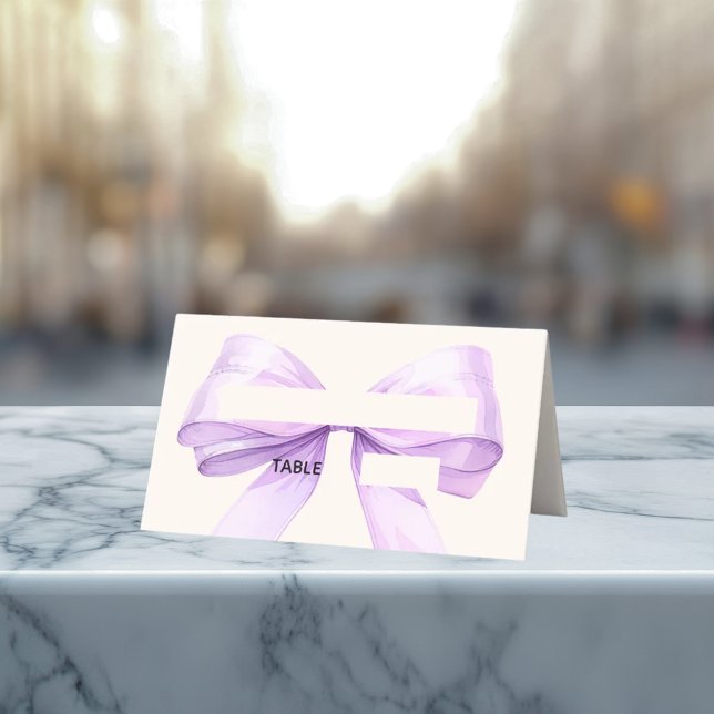 Tarjeta De Asiento Lavender Ivory bow Place Cards Elegant Folded (Subido por el creador)
