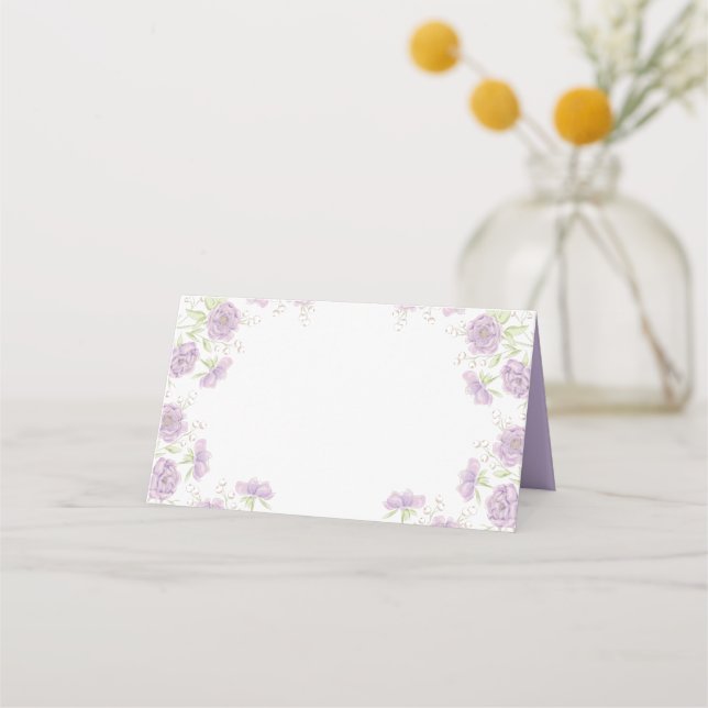 Tarjeta De Asiento Lavender Purple Rose Wedding (Anverso)