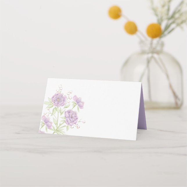 Tarjeta De Asiento Lavender Purple Rose Wedding (Anverso)