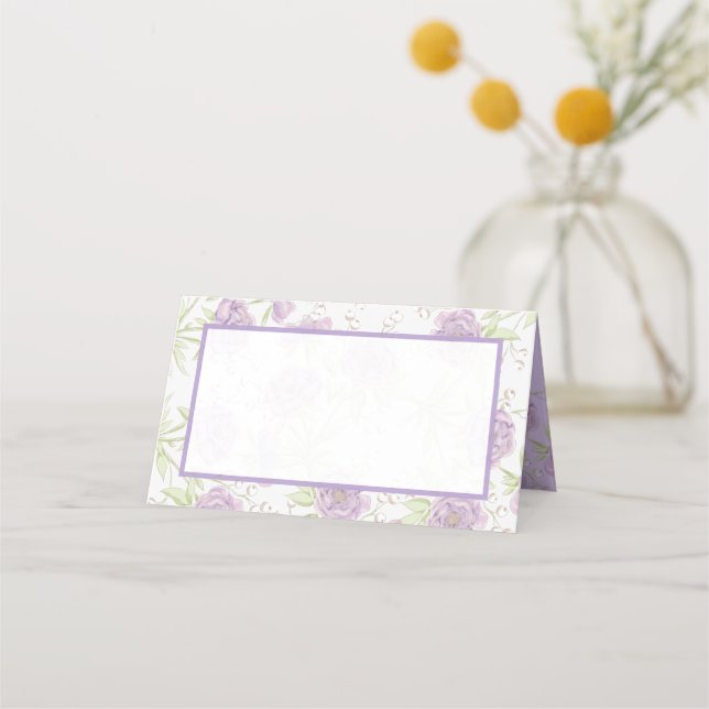 Tarjeta De Asiento Lavender Purple Rose Wedding (Anverso)