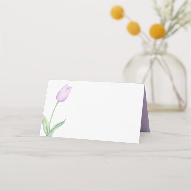 Tarjeta De Asiento Lavender Tulip Solo Boda púrpura moderno (Anverso)