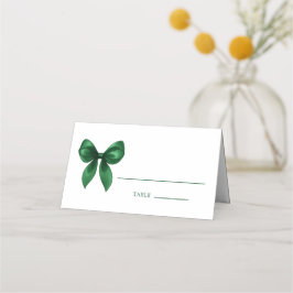 Tarjeta De Asiento Lazo Coquette Verde Esmeralda Moderno Elegante