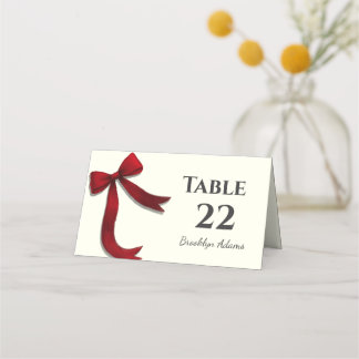 Tarjeta De Asiento Lazo Rojo Simple Minimalista Elegante