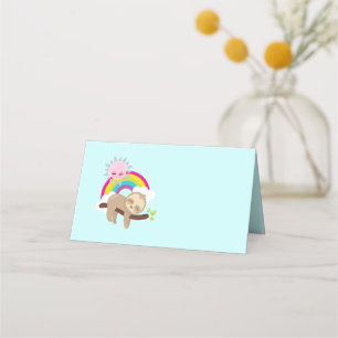 Tarjeta De Asiento Lazy Slote lindo con sol y arcoiris
