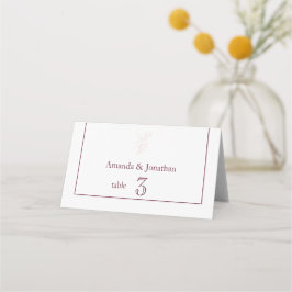 Tarjeta De Asiento Leaf blanco limpio y rosa simple | Boda moderno