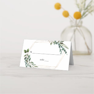 Tarjeta De Asiento Leaves y Eucalyptus Gold Place Card