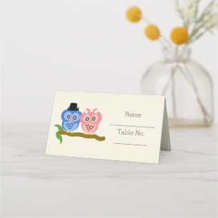 Tarjeta De Asiento Lechuzas diseñan Boda de color champagne