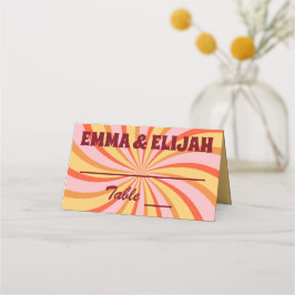 Tarjeta De Asiento Lejano Boda de Swirl Psicodélico