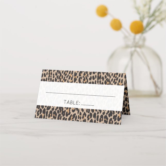 Tarjeta De Asiento Leopardo Print, Spots, Brown Leopard, Boda (Anverso)