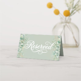 Tarjeta De Asiento Letrero de mesa de boda reservada en verde salvia