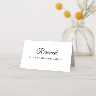 Tarjeta De Asiento Letrero Reservado Para La Familia De La Novia, Sil