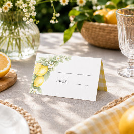 Tarjeta De Asiento Limones cítricos amarillos de gingham fiesta de ja