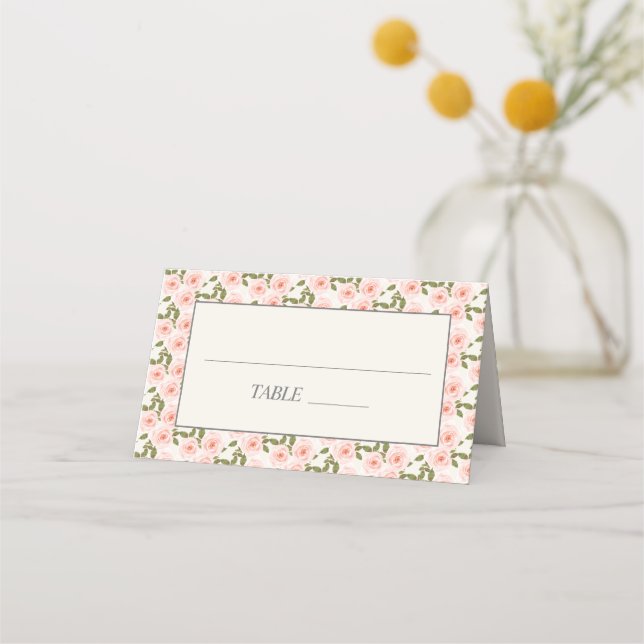 Tarjeta De Asiento Lindo floral rosa claro de primavera  (Anverso)