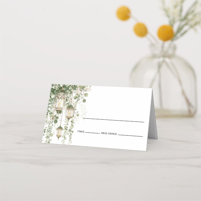 Tarjeta De Asiento Linterna de eucalipto verde salvia (Anverso)