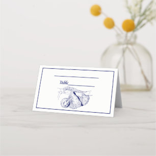 Tarjeta De Asiento Litografía de dibujo de eslora #1 Azul