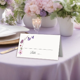 Tarjeta De Asiento Little Butterfly Wildflowers Purple Baby Shower