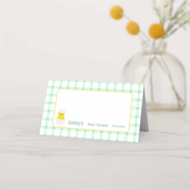 Tarjeta De Asiento Little Chick To Hatch Gender Neutral Baby Shower (Anverso)