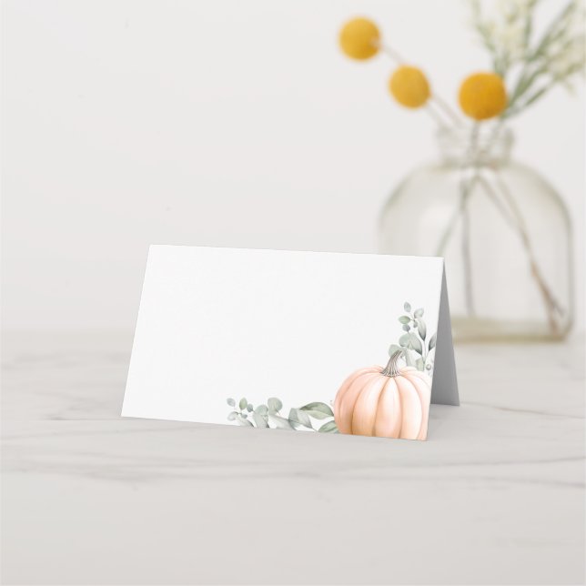 Tarjeta De Asiento Little Pumpkin Food Label • Tent Place Card Orange (Reverso)
