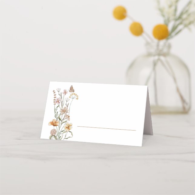 Tarjeta De Asiento Little Wildflower Pink Baby Shower Name Place Card (Anverso)