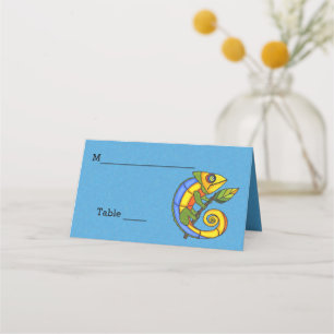 Tarjeta De Asiento Lizard, Personalizado colorido sonriente en hojas