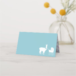 Tarjeta De Asiento Llama Baby Shower Cute Blue Boy