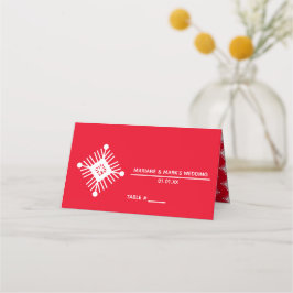 Tarjeta De Asiento Logotipo de boda de Navidad rojo blanco copo de ni