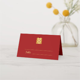 Tarjeta De Asiento Logotipo floral de agradecimiento boda china doble