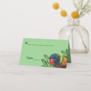 Tarjeta De Asiento Loro Macaw Loro Flúor de Colores Brillantes Planta