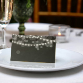 Tarjeta De Asiento Luces blancas de hadas y cartón