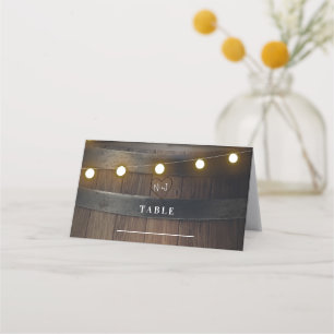 Tarjeta De Asiento Luces de barril de madera Número de mesa de boda r