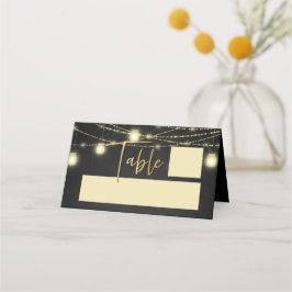 Tarjeta De Asiento Luces de cadena Gold Black Elegant Script