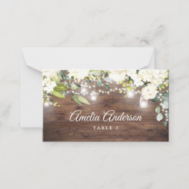 Tarjeta De Asiento Luces de Cuerda Florales Rústicas para Bodas