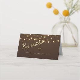 Tarjeta De Asiento Luces de Cuerda Marrones y Doradas Elegantes para