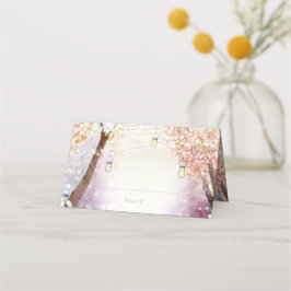 Tarjeta De Asiento Luces de hadas Pink Coral Purple Forest Boho