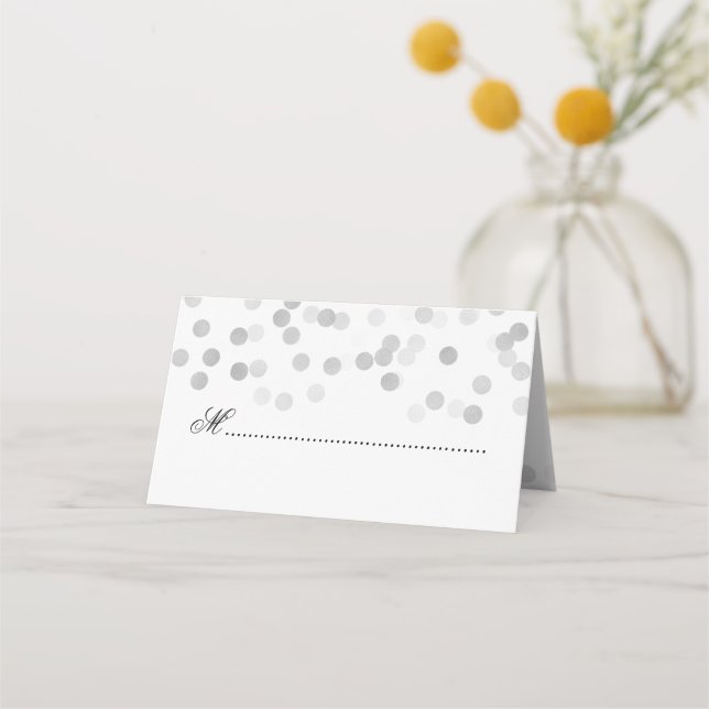 Tarjeta De Asiento Luces de Purpurina de Relieve metalizado plateado  (Anverso)
