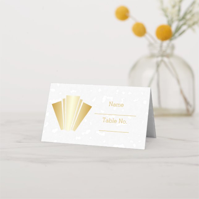 Tarjeta De Asiento Lugar boda Diseño Art Decó Dorado (Anverso)