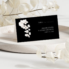 Tarjeta De Asiento Lugar de Boda Floral de Orquídea Blanca Negra Mode