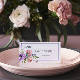 Tarjeta De Asiento Lugar de Boda floral de perla púrpura