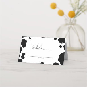 Tarjeta De Asiento Lugares de la vaca Moo Impresión negro blanco Núme