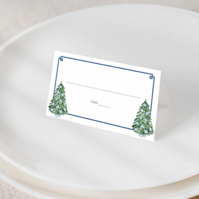 Tarjeta De Asiento Lunes de almuerzo del árbol de Navidad inagotable  (Classic chinoiserie holidays tree wedding escort cards or party buffet cards / food tents)