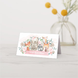 Tarjeta De Asiento Madera de Carne Floral Girly Pink