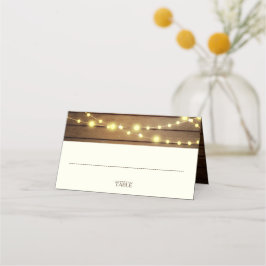 Tarjeta De Asiento Madera de grano y luces de cadena