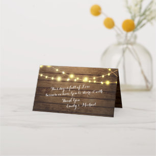 Tarjeta De Asiento Madera de grano y luces de cadena