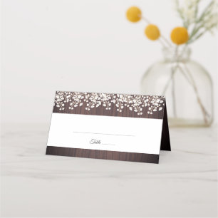 Tarjeta De Asiento Madera Rusa Babia Respiración Gypsophila Boda