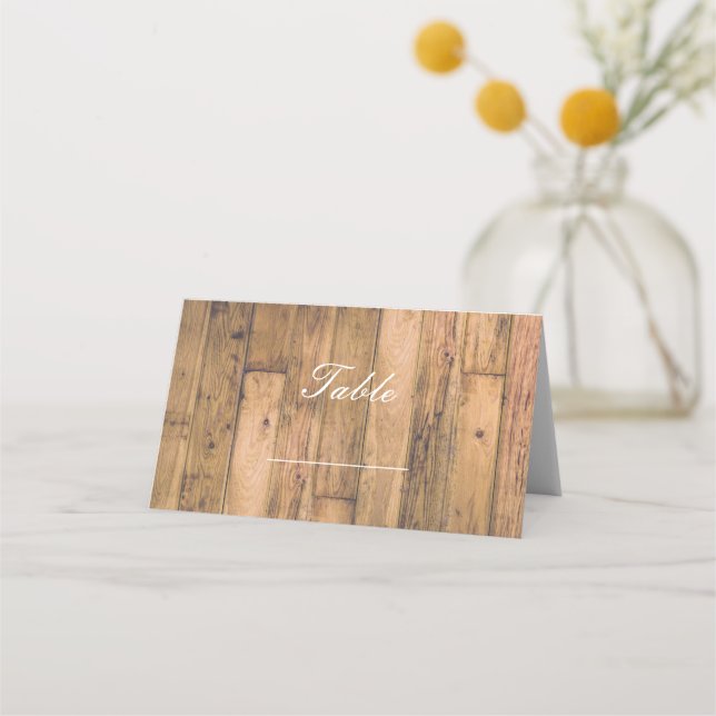 Tarjeta De Asiento Madera Rústica Tablones de Madera para Casa de Cam (Anverso)