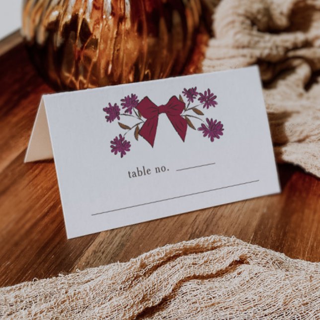 Tarjeta De Asiento Magenta Bow Boda Floral Número de tabla (Subido por el creador)