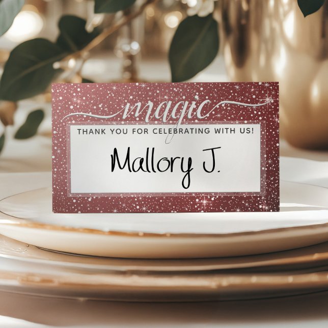 Tarjeta De Asiento MAGIC 🎅 Rústica acuarela Rubor y Borgoña (MAGIC 🎅 Rustic Watercolor Blush & Burgundy Place Card
)