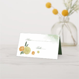 Tarjeta De Asiento magnífica naranja amarilla flores verde carta de l