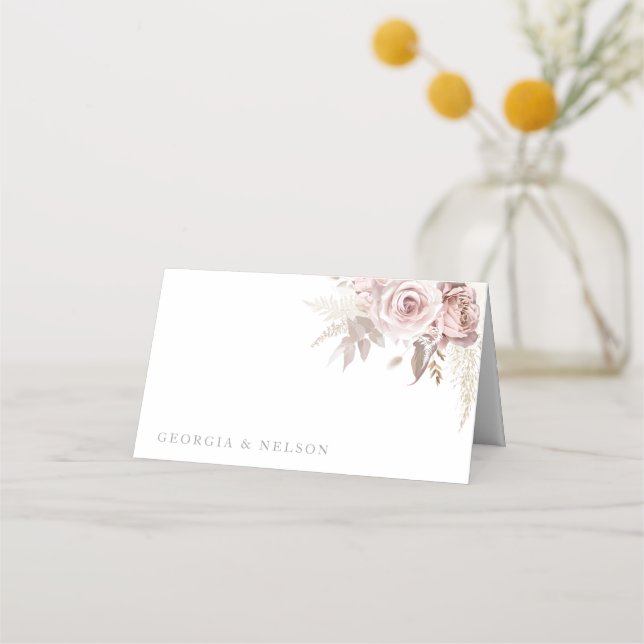 Tarjeta De Asiento Magnífico Boda floral de Rubor (Anverso)